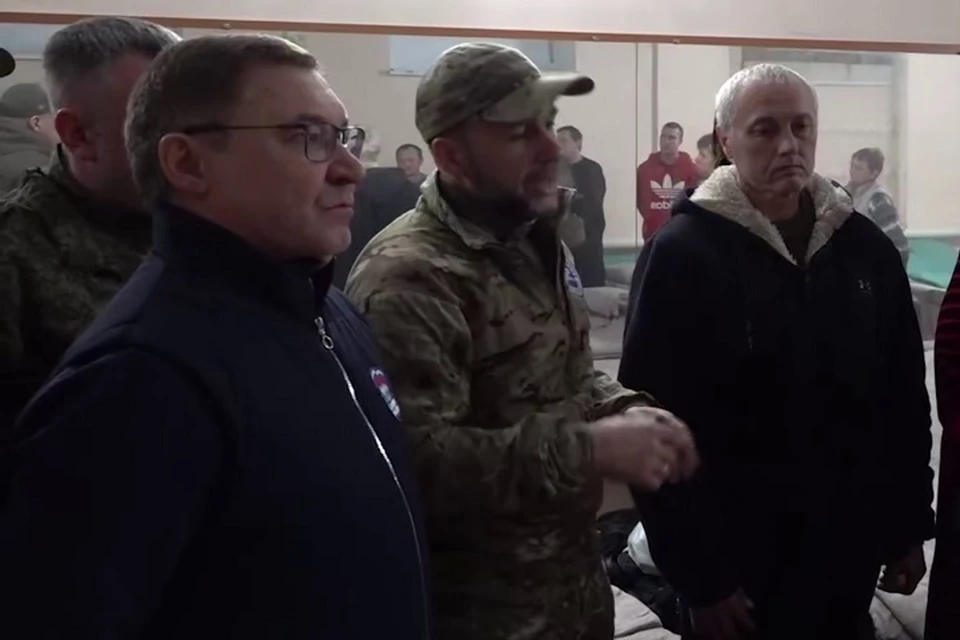 Пушилин и Якушев посетили Селидово, где размещены беженцы из Красноармейска. Фото: ТГ/Пушилин