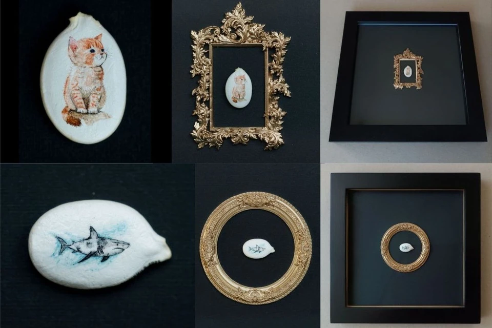 Новосибирский художник рисует микро-картины на тыквенных семечках. Фото: телеграм-канал «Микроискусство Владимира Анискина».