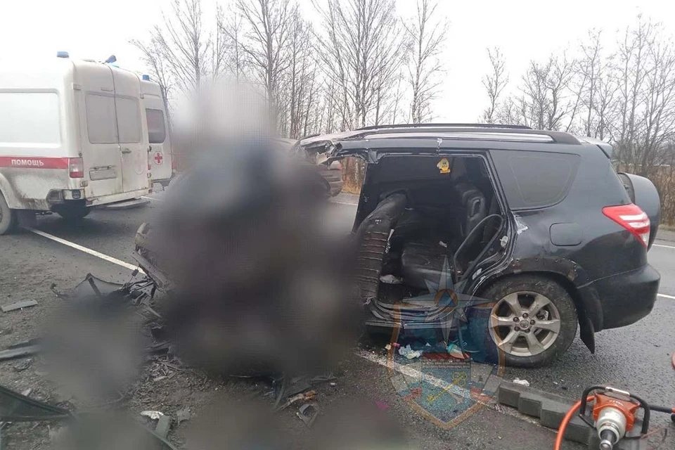 Одного автомобилиста пришлось деблокировать. Фото: Аварийно-спасательная служба Ленобласти