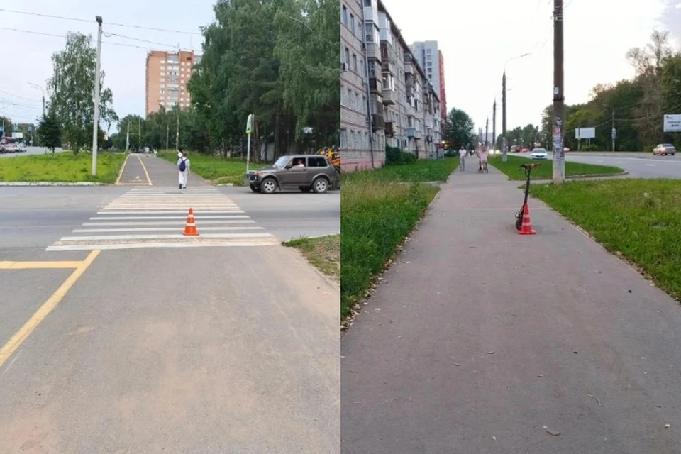 Места ДТП на улице Милиционной и на улице Гагарина. Фото: Госавтоинспекция Удмуртии