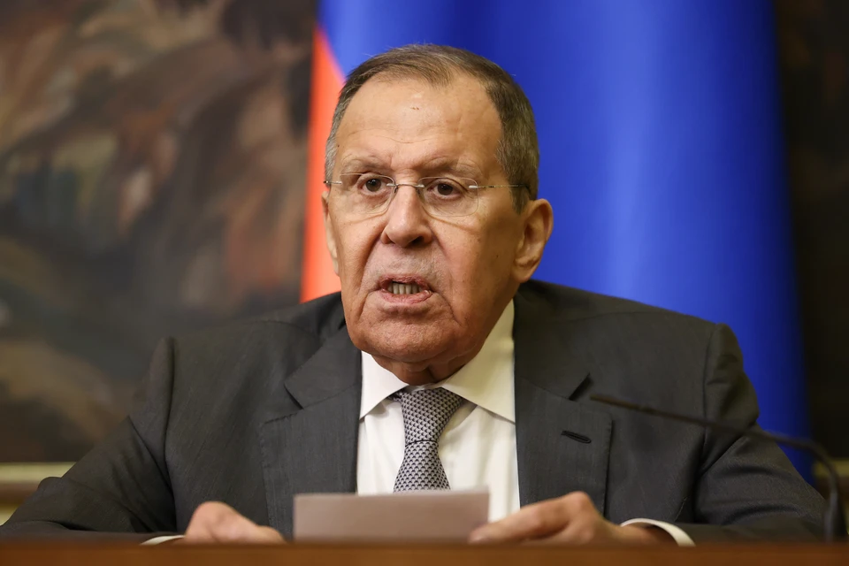 Министр иностранных дел РФ Сергей Лавров во время пресс-конференции по итогам переговоров в Доме приемов МИД РФ. Фото: Артем Геодакян/ТАСС