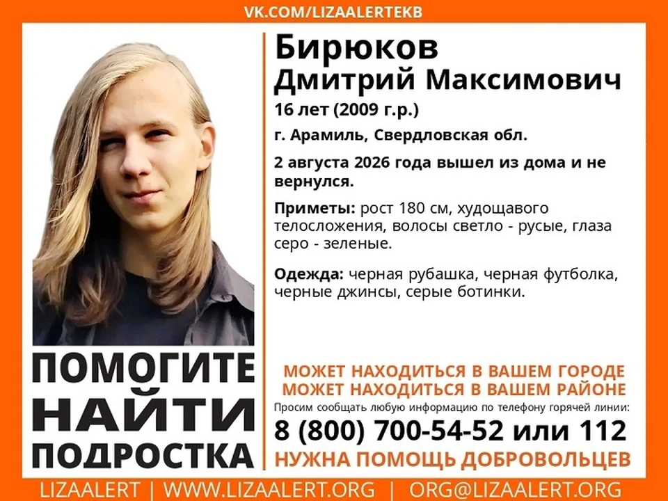 Школьник ушел из дома 2 августа и не вернулся. Фото: поисковый отряд отряд «ЛизаАлерт»
