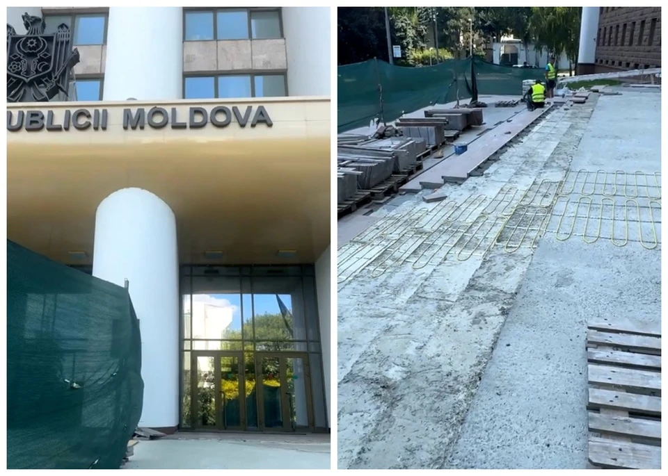 В парламенте Молдовы ступени центрального входа делают с подогревом. Фото: коллаж КП