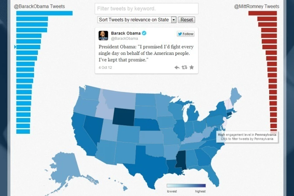 Твиттер запустил предвыборную карту политической активности