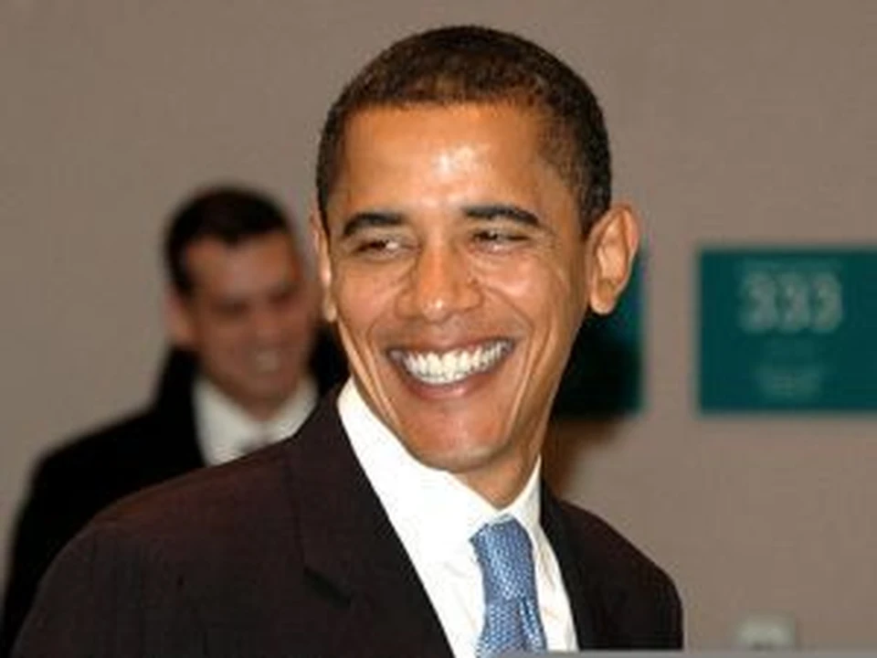 Барак Обама празднует первую крупную победу.