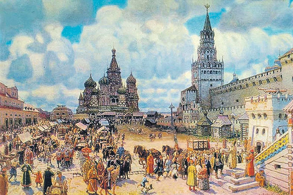 На главной площади России можно было купить все, что только душа пожелает. Гравюра ХVIII века. (Публикуется впервые.)