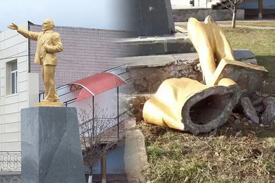 Жители села в Запорожской области восстановили сброшенный с пьедестала памятник Ильичу