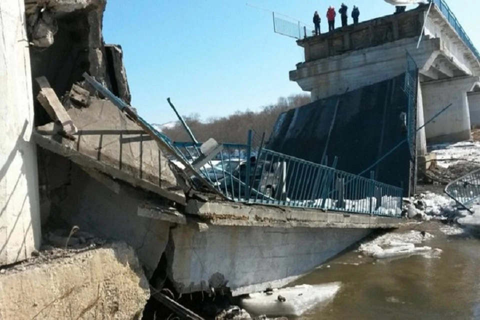 Мост рухнул утром. Фото:Алексей ПАЛТАВЧЕНКО, vk.com