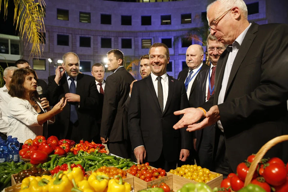 Дмитрий Медведев решил подробнее ознакомиться с продукцией израильских аграриев и селекционеров Фото: Дмитрий Астахов/пресс-служба правительства РФ/ТАСС