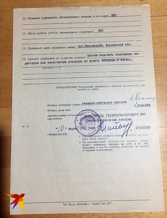 Заявка на попытку установления рекорда