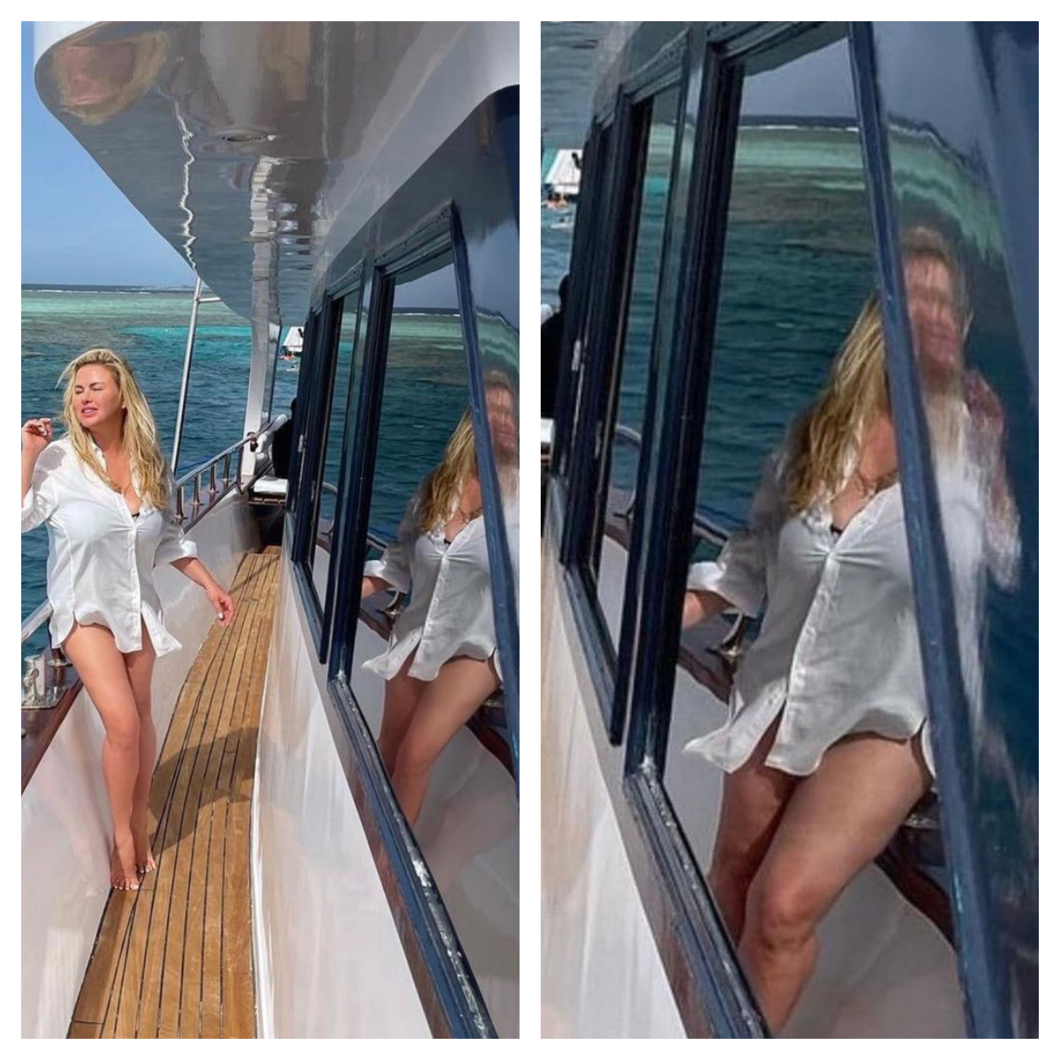 Анна Семенович на яхте фотошоп