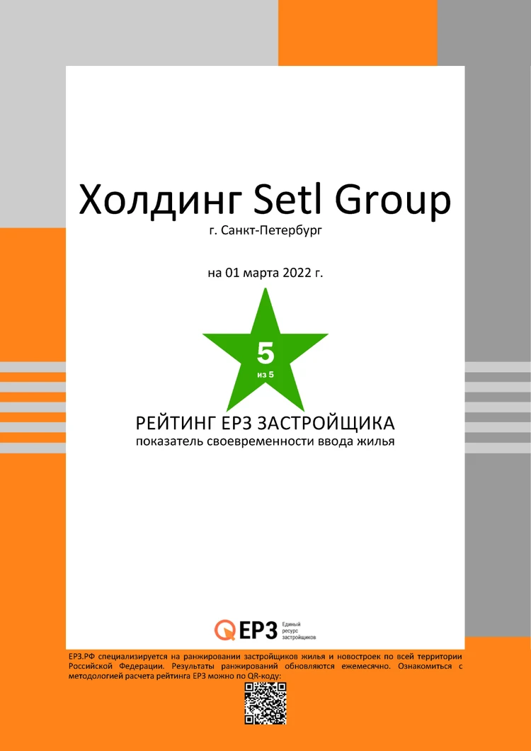 Подтвержден наивысший рейтинг Setl Group за соблюдение сроков ввода жилья -  KP.RU