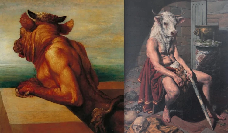 Живописцы часто изображали Минотавра – таким, каким они его себе представляли. На некоторых картинах гибрид не выглядит злобным, скорее печальным.