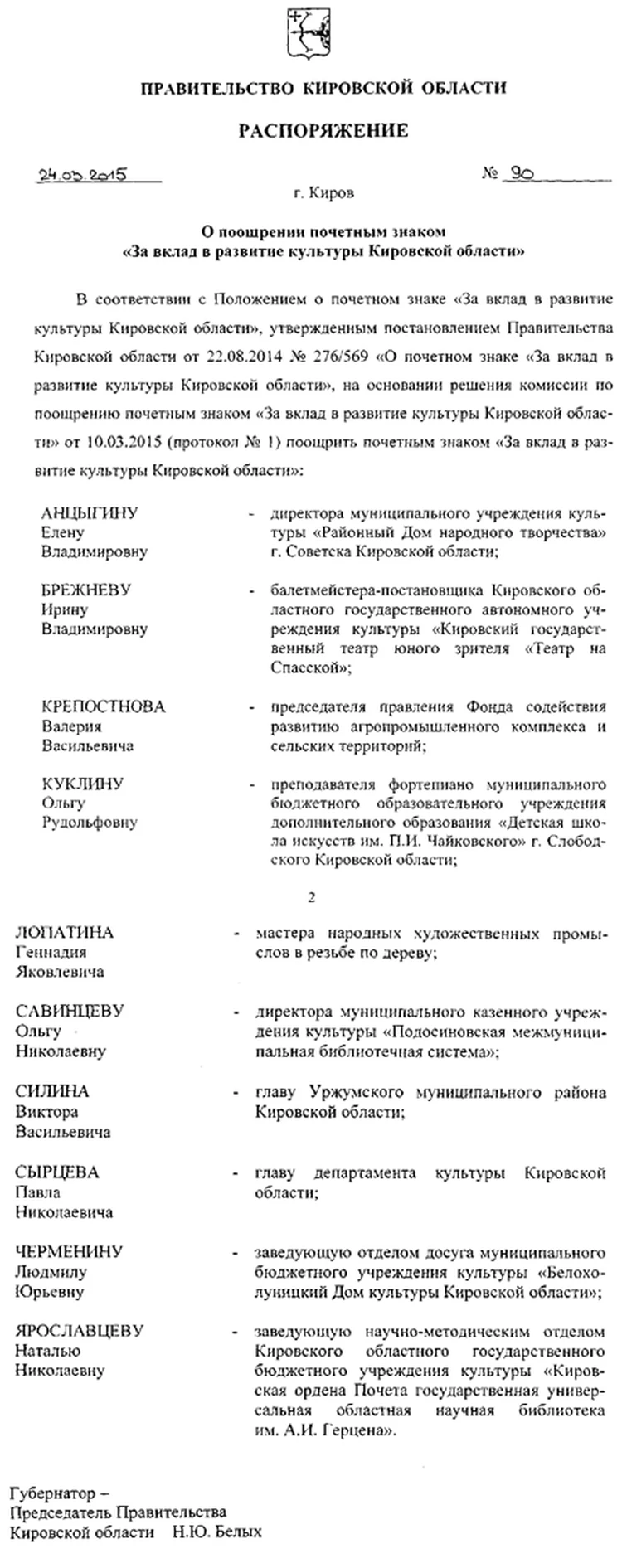 Валерий Крепостнов награжден Почетным знаком «За вклад в развитие культуры  Кировской области» - KP.RU